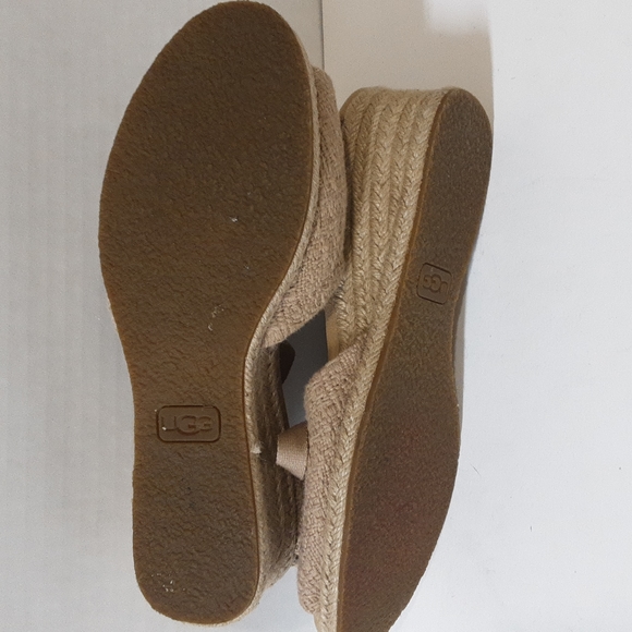 Ugg Australia Delmar espadrille wedge sandals cotton Weave upper natural size 9 - Picture 10 of 11